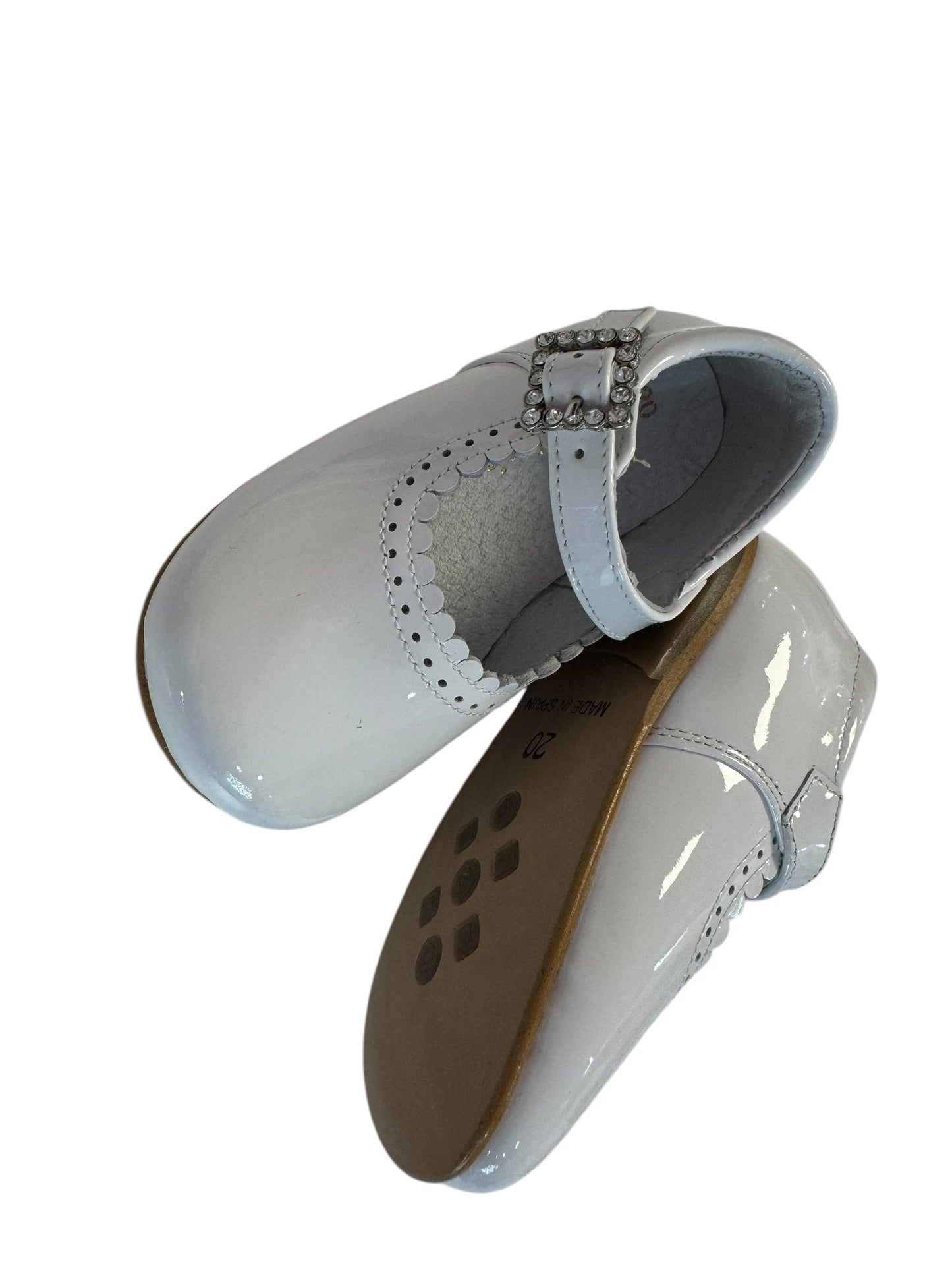Pretty Originals Mary Janes white gem buckle