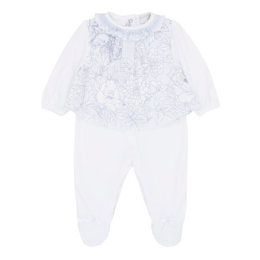 Pastels and co blue floral baby grow