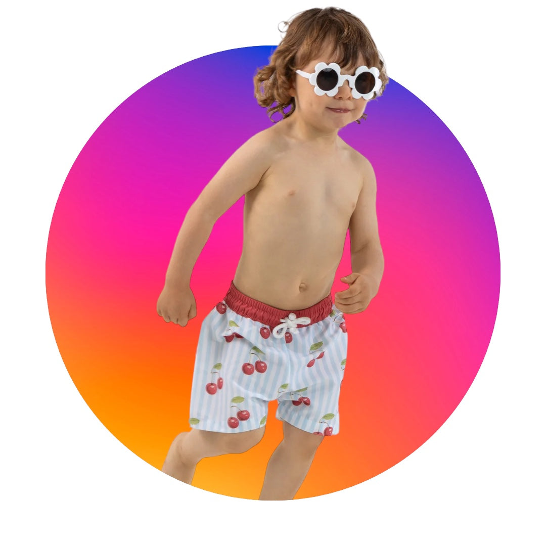 Meia Pata cherries swimming shorts and Tshirt